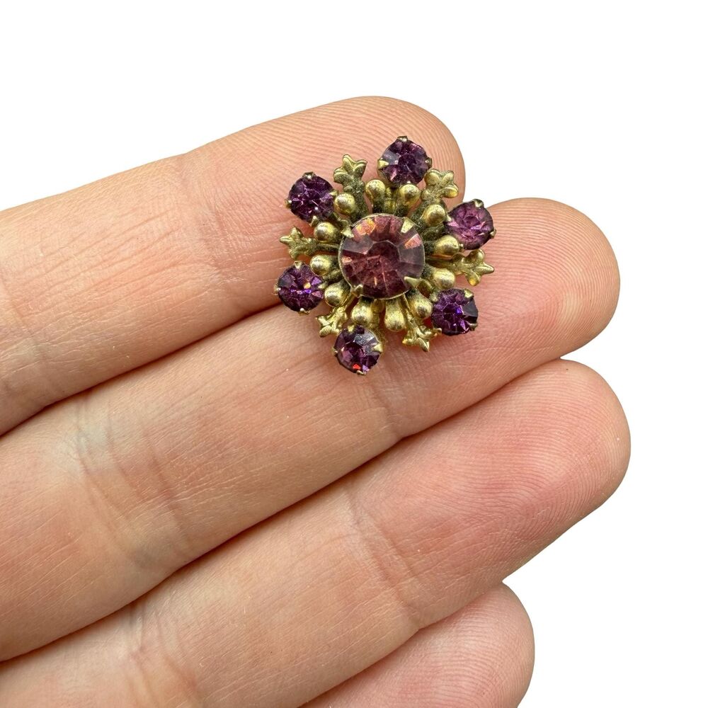 Vintage Jewelry Purple Rhinestone Scatter Pin Tiny Purple Brooch